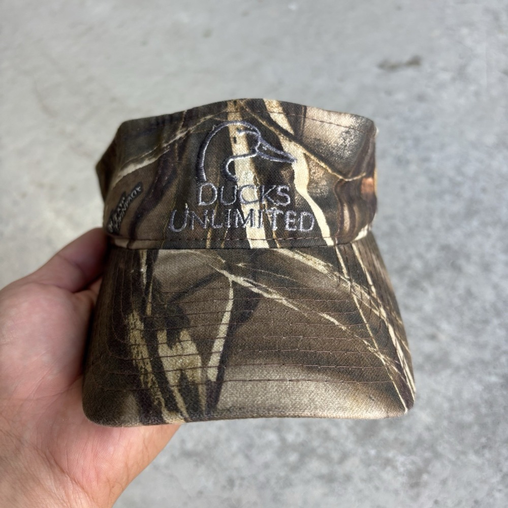 Ducks Unlimited Visor Hat Cap Adjustable Camo Strap Back Outdoor Center Logo